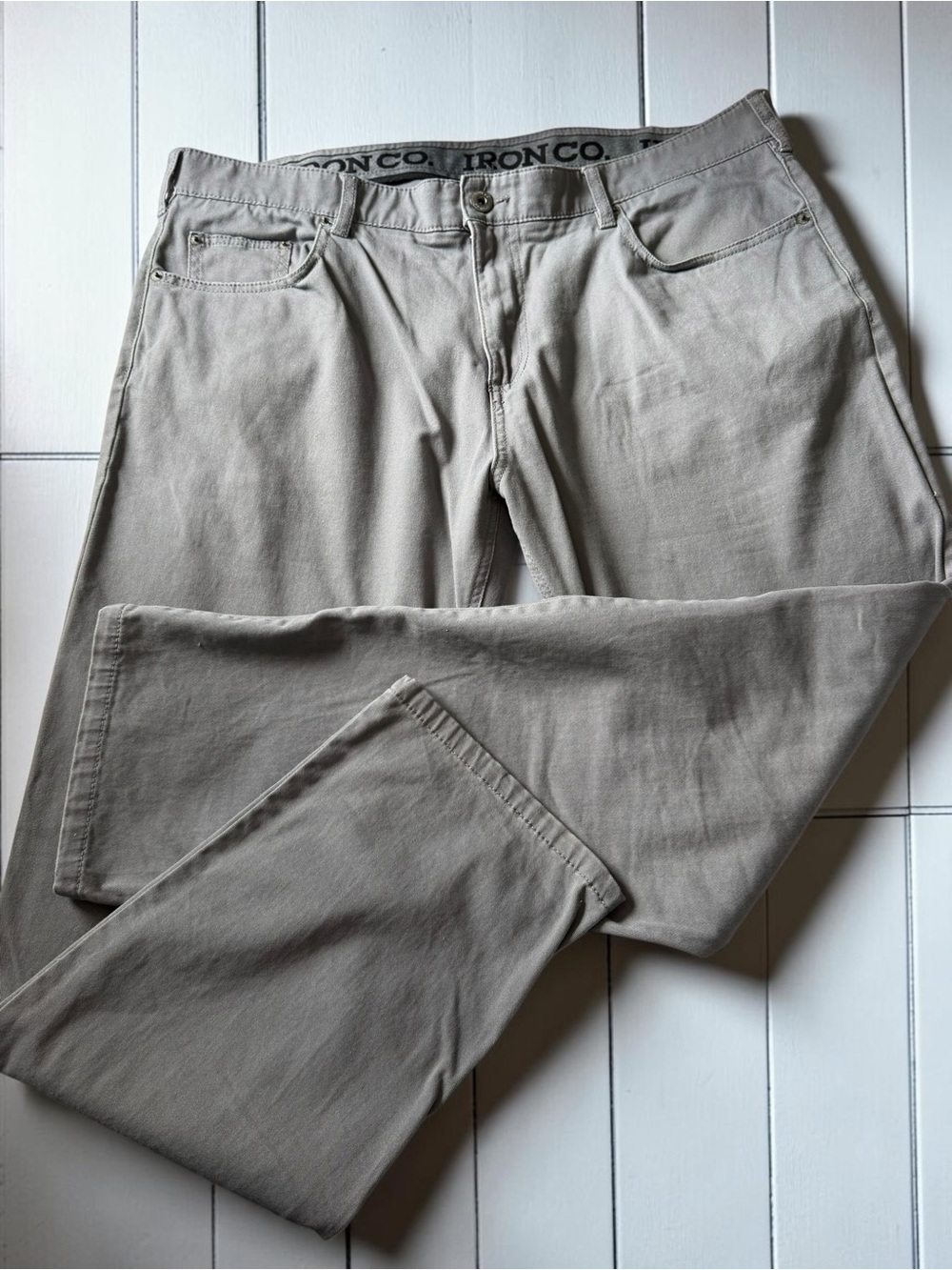 Iron Co. Men’s Gray Straight Leg Pants Size 38x32 Five Pocket Casual